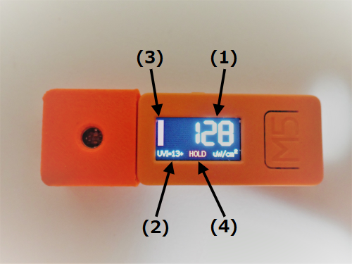 紫外線（UVB）測定器の表示